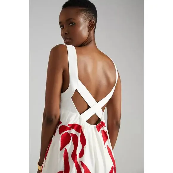 Anthropologie Front Cut Out Linen Blend Maxi Dress - Picture 2 of 7